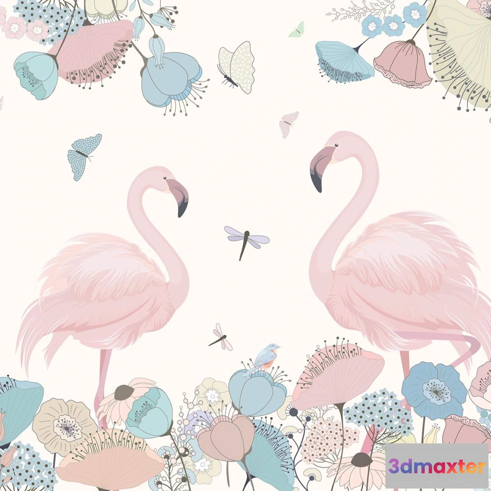 1675813 - Dress-wall - Wallpaper Flamingo 3D Max