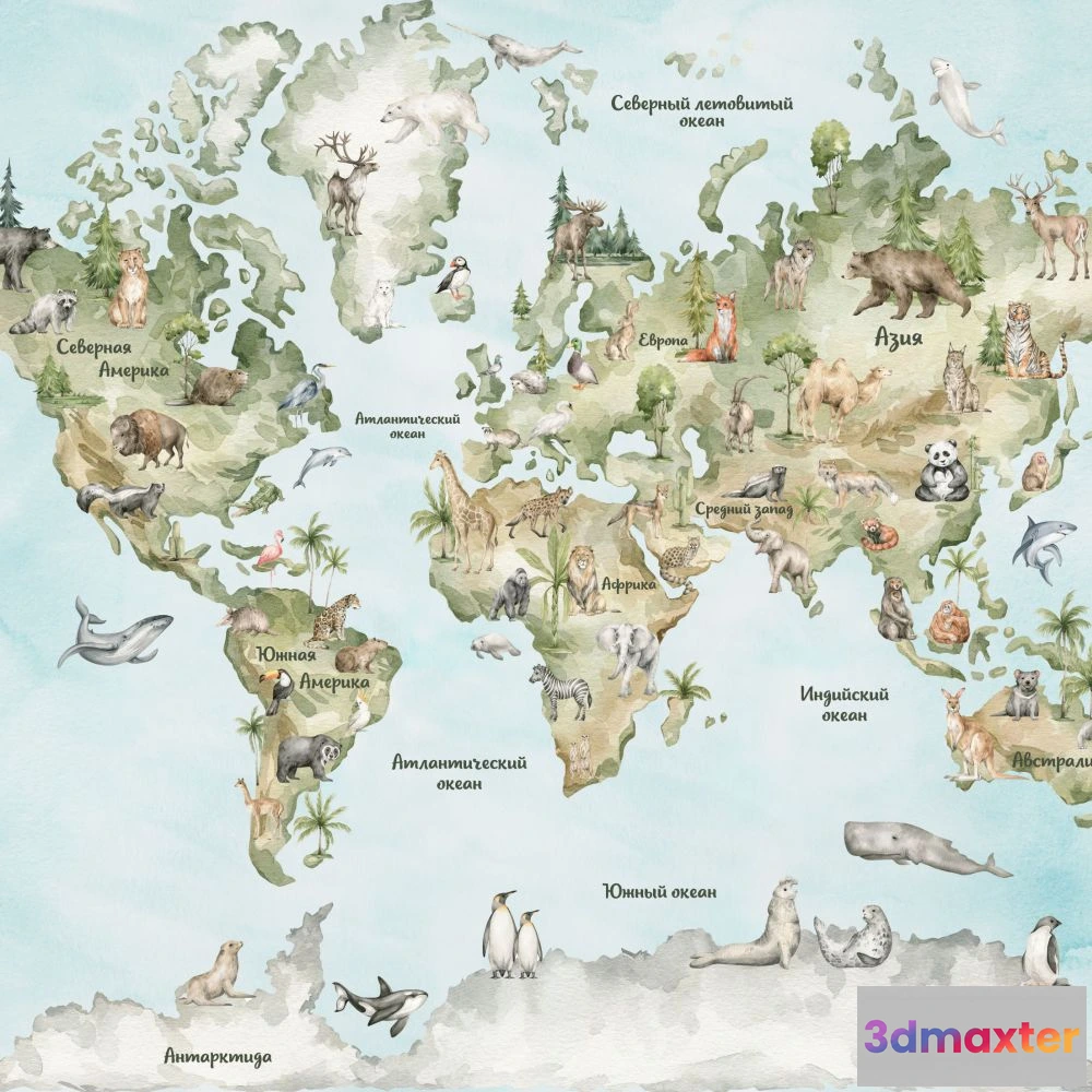1675819 - Dress-wall - Wallpaper Wold map Oazis 3D Max