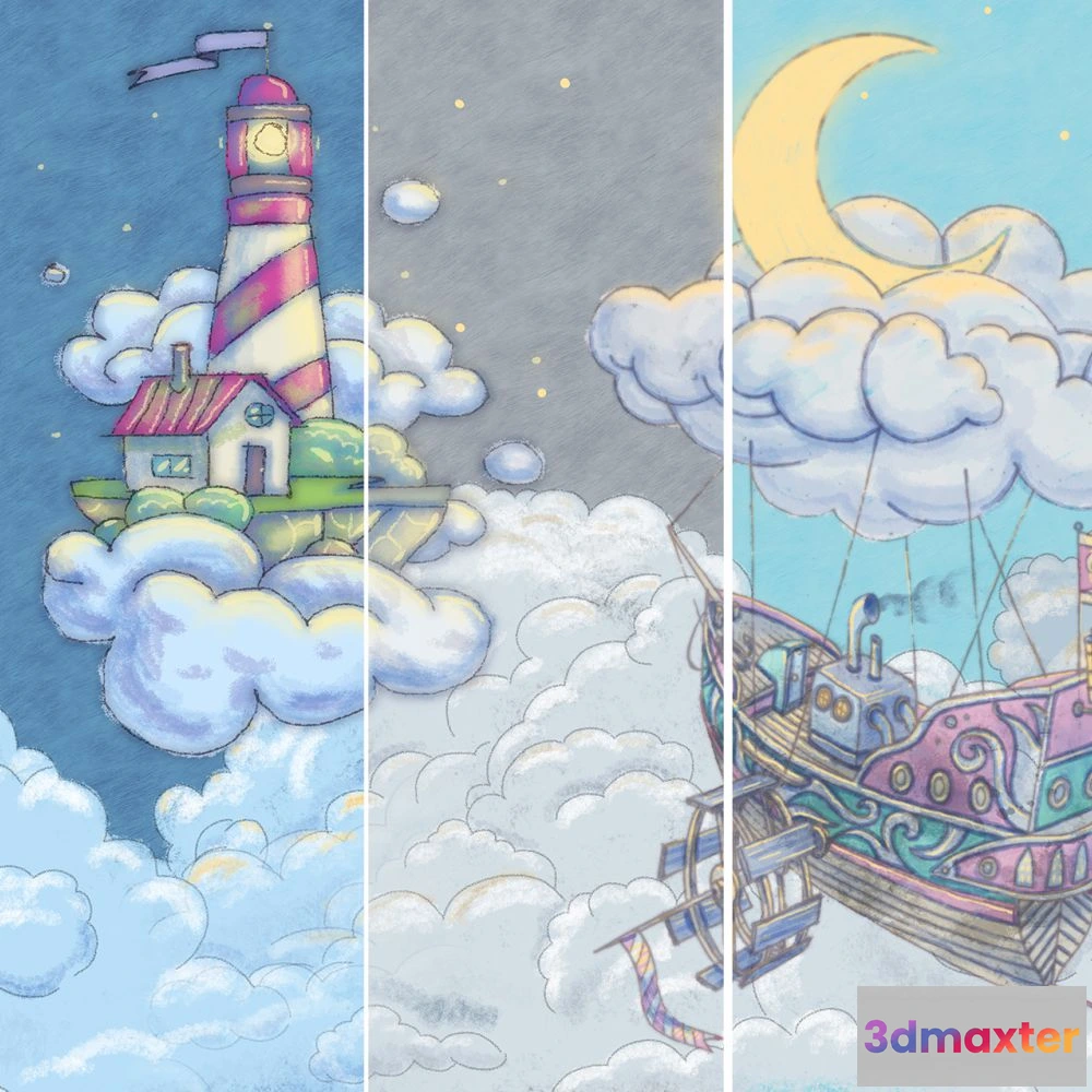 1675829 - Dress-wall - Wallpaper Flying ship 3D Max