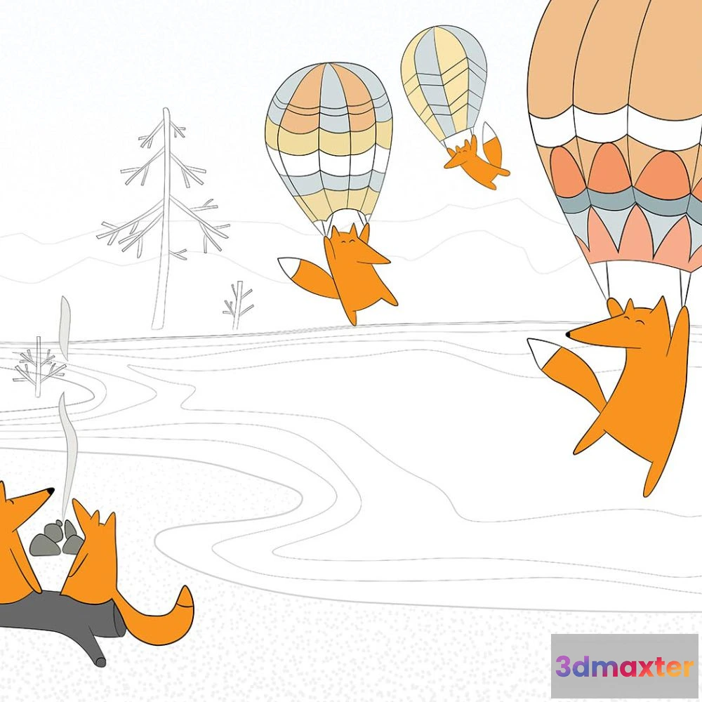 1675831 - Dress-wall - Wallpaper Fox landing 3D Max