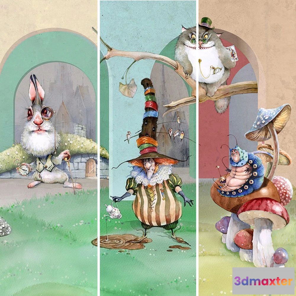 1675861 - Dress-wall - Wallpaper Alice in Wonderland 3D Max