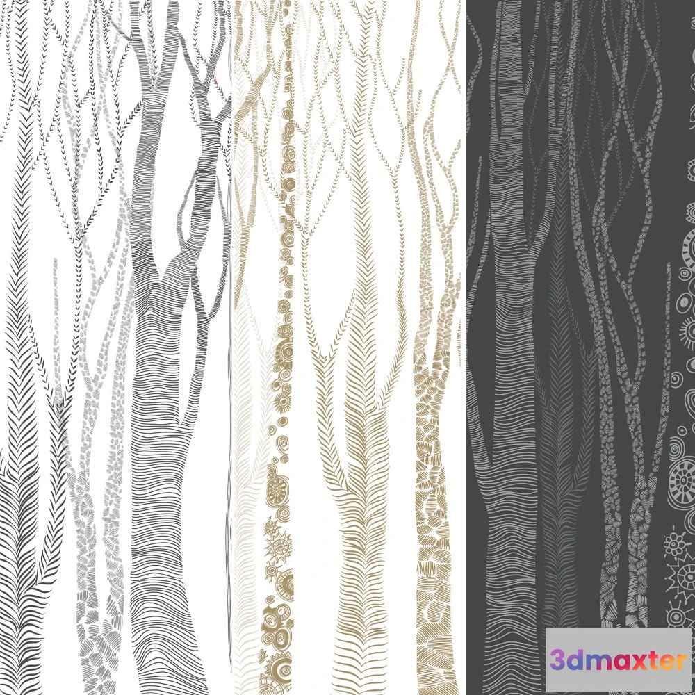 1675869 - Dress-wall - Wallpaper Graphite forest 1 3D Max