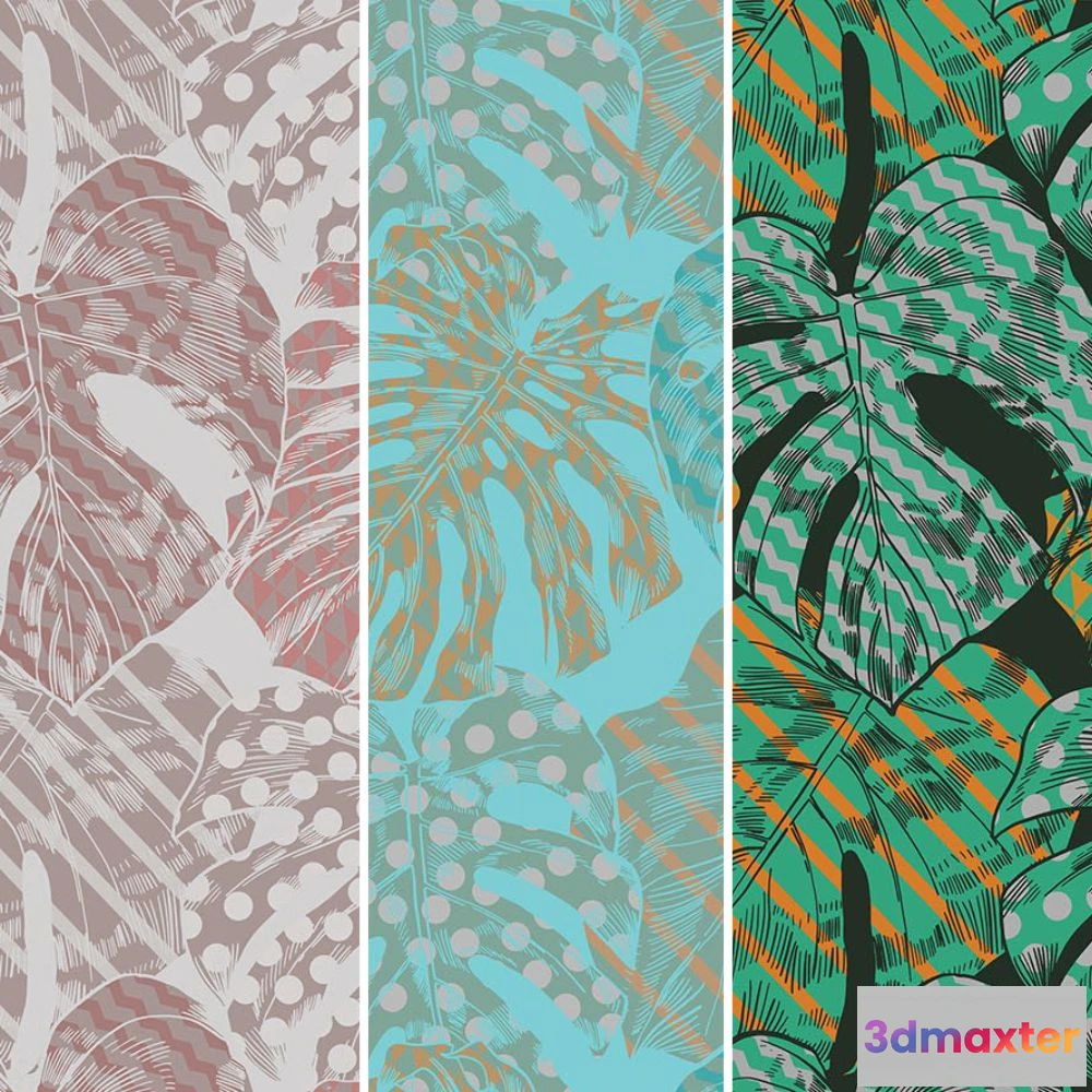 1675927 - Dress-wall - Wallpaper Monstera shafran 3D Max