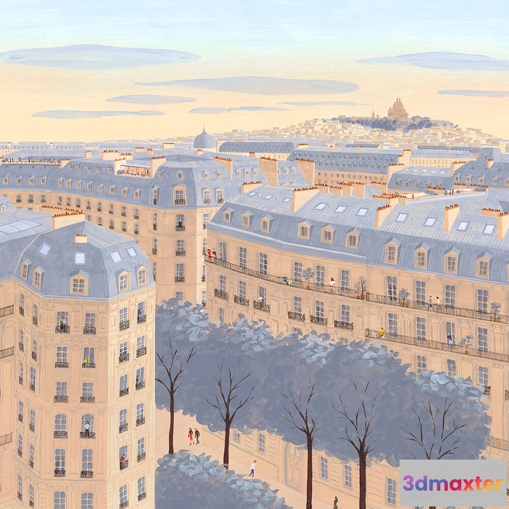 1677014 - Isidore Leroy - Wallpaper Toits de Paris 3D Max