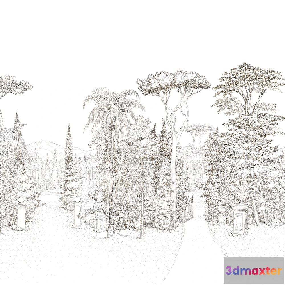 1677046 - Isidore Leroy - Wallpaper Jardin Baroque 3D Max