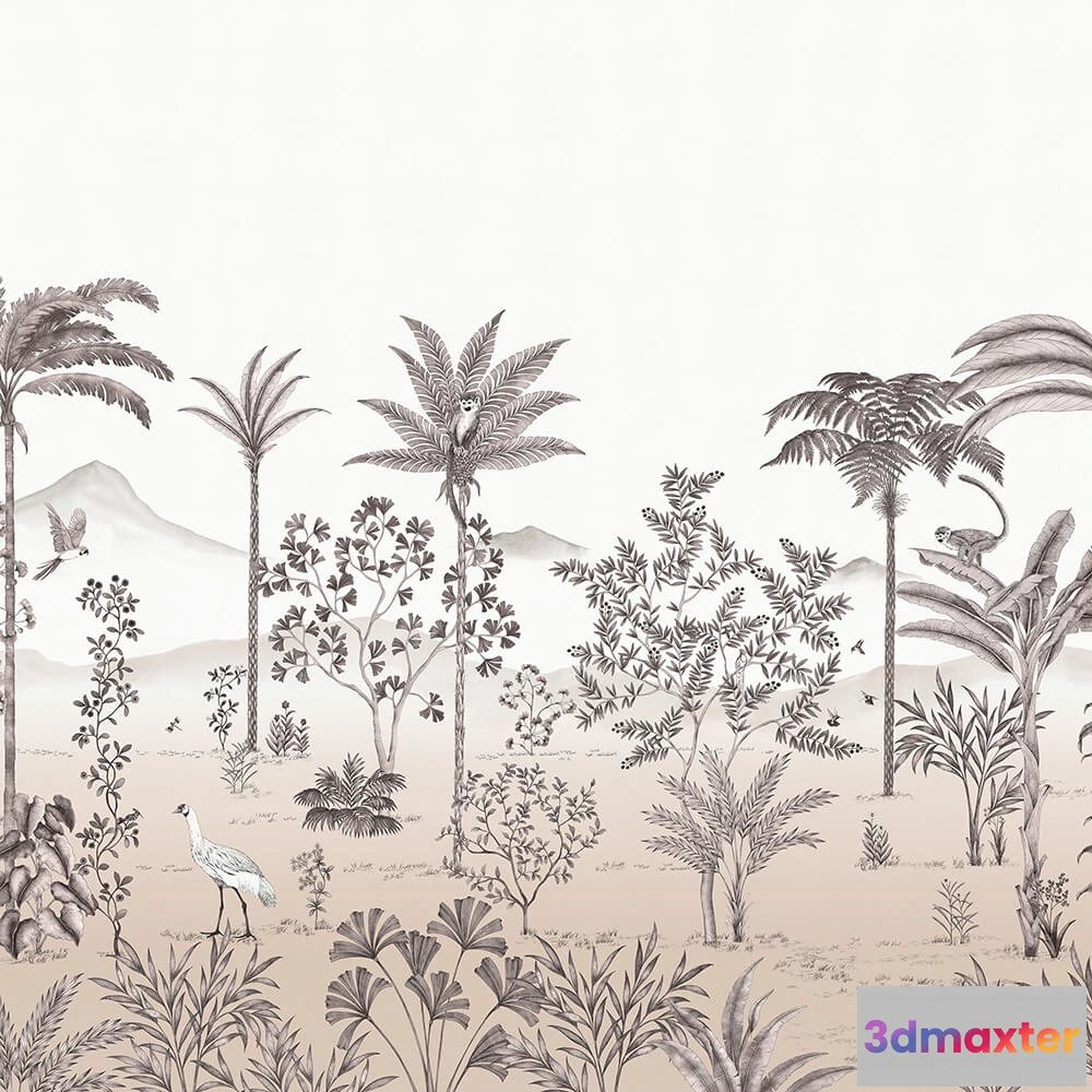 1677080 - Isidore Leroy - Wallpaper Jardin des oiseaux 3D Max