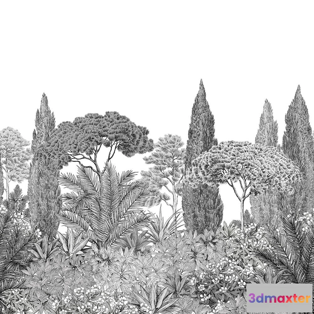 1677116 - Isidore Leroy - Wallpaper Riviera Grisaille 3D Max