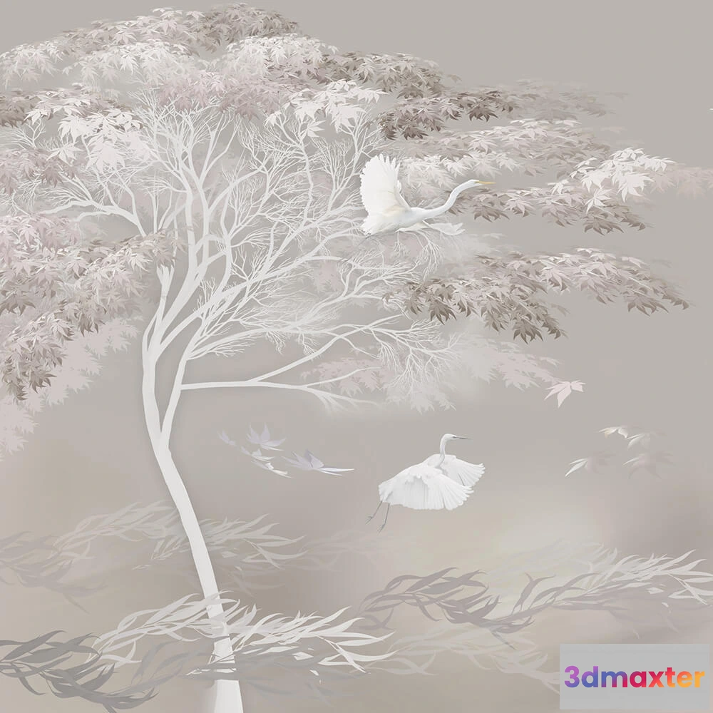 1677872 - MasterFresok - Wallpaper Tree and cranes 3D Max