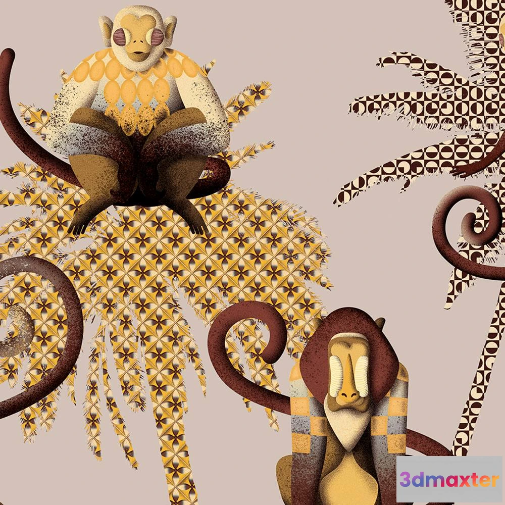 1677998 - Murals - Wallpaper Play Monkey 3D Max