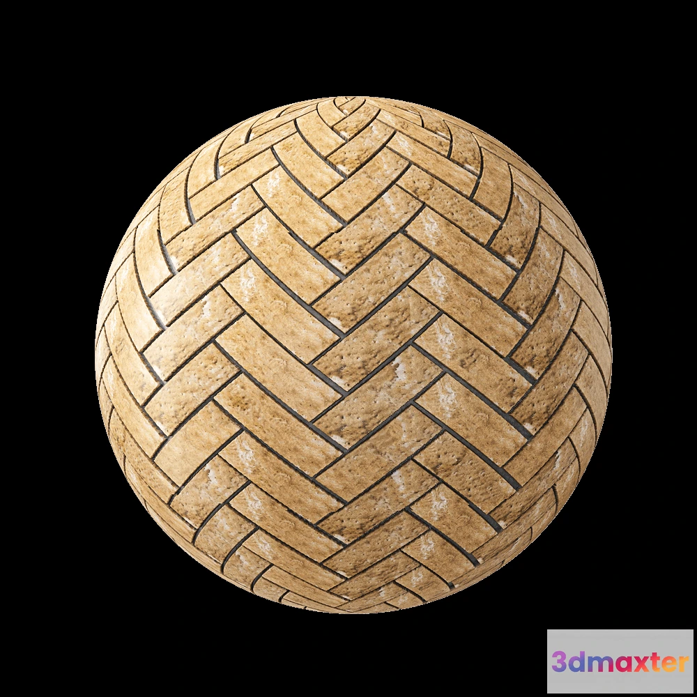 1678910 - Nur Mosaic - Travertine herringbone mosaic tile honed 3D Max