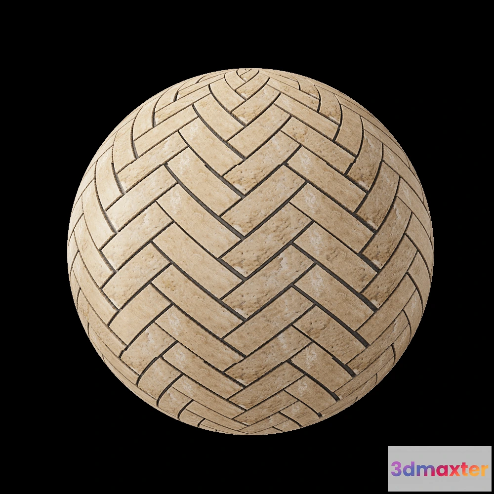 1678912 - Nur Mosaic - Marble herringbone mosaic tile beige 3D Max