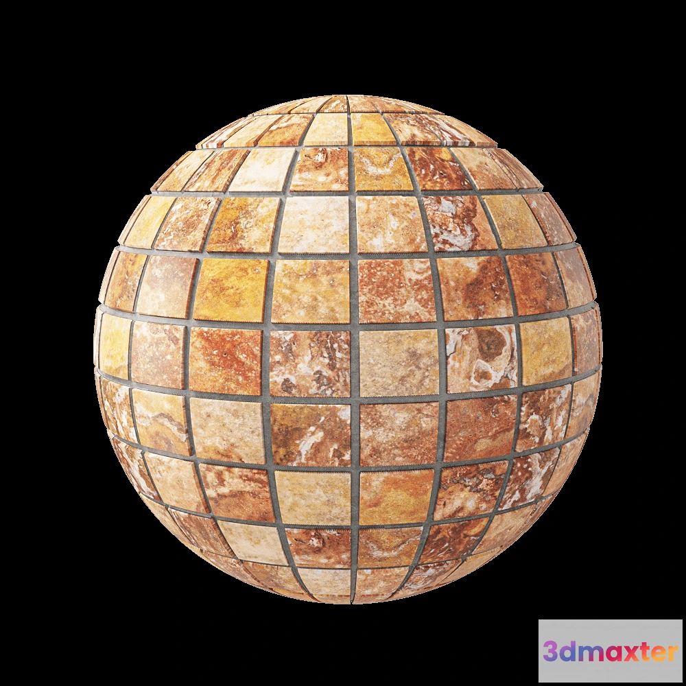 1678916 - Nur Mosaic - Travertine cubes mosaic bright colors wisp 3D Max