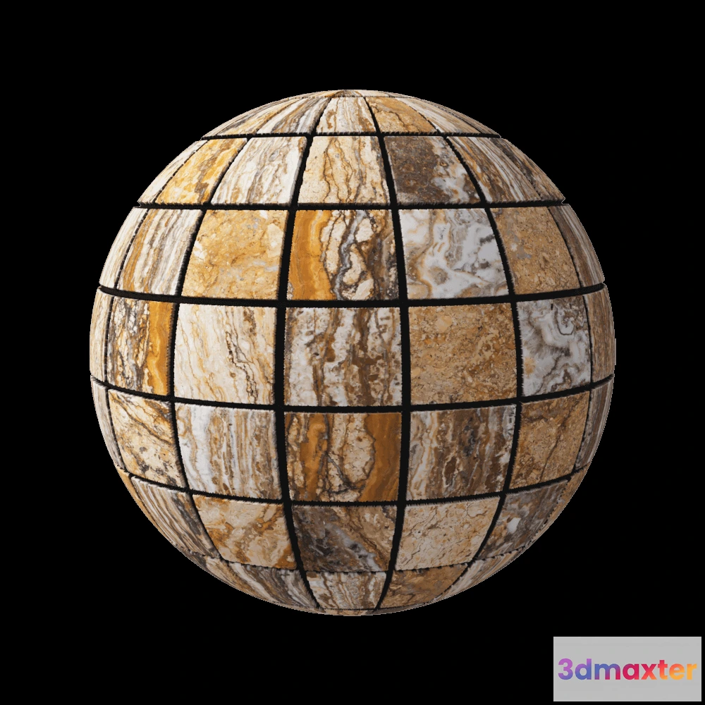 1678934 - Nur Mosaic - Travertine Zebra mosaic tile 3D Max