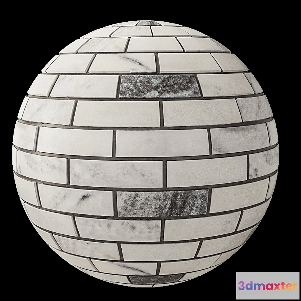 1678940 - Nur Mosaic - Natural marble bricks mosaic tile polished 3D Max