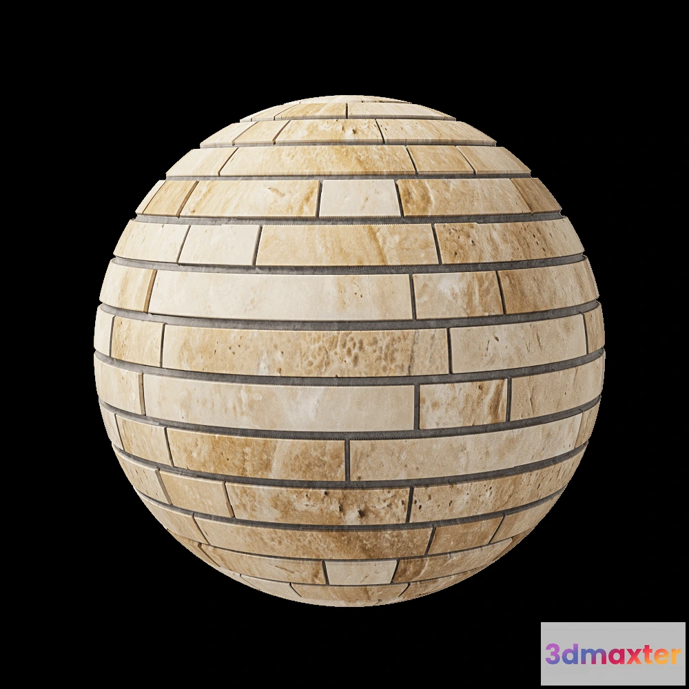 1678942 - Nur Mosaic - Travertine broken lines mosaic tile polished 3D Max