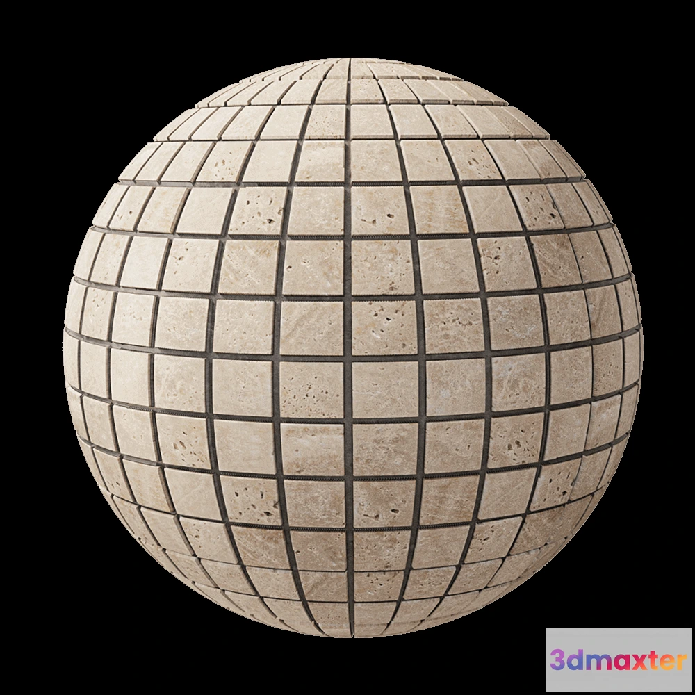 1678958 - Nur Mosaic - Stone mosaic tile natural travertine grinded 3D Max