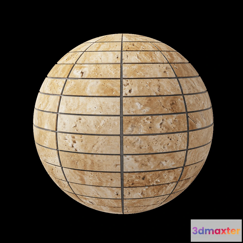 1678968 - Nur Mosaic - Natural travertine facing tile polished 3D Max