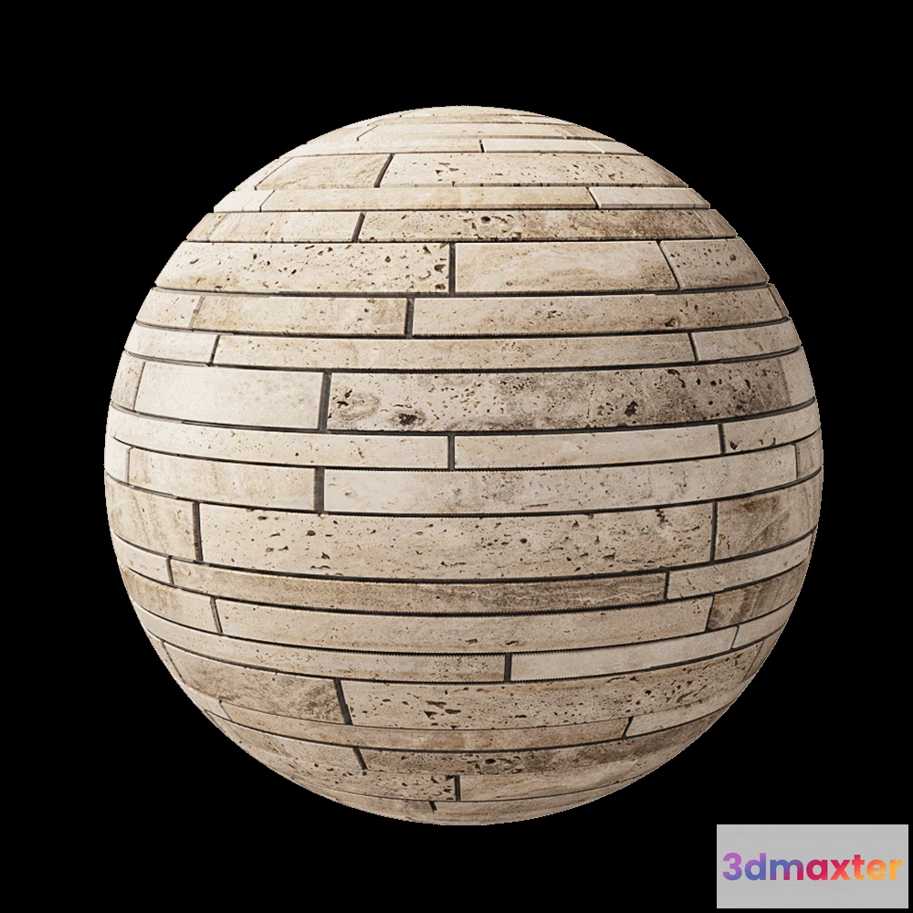 1678972 - Nur Mosaic - Travertine tumbled finish mosaic tile 3D Max