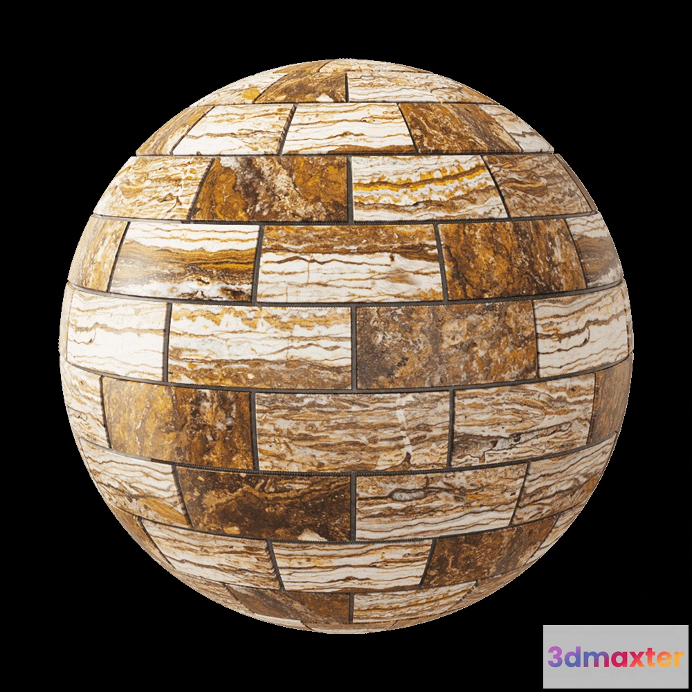 1678978 - Nur Mosaic - Travertine zebra mosaic tile vein cut 3D Max