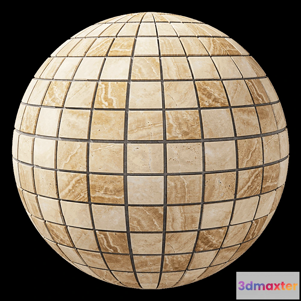 1678982 - Nur Mosaic - Natural travertine tile cube collection 1 3D Max