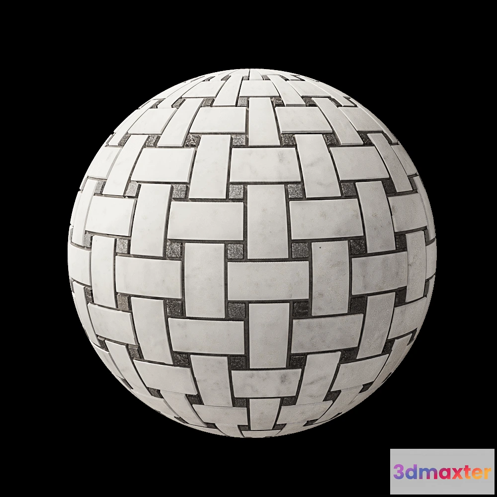 1678994 - Nur Mosaic - Tartan mosaic tile from marble and basalt 3D Max