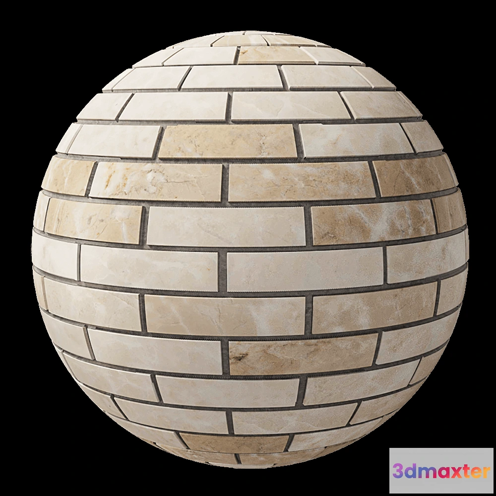 1679002 - Nur Mosaic - Polished marble small bricks mosaic tile 3D Max