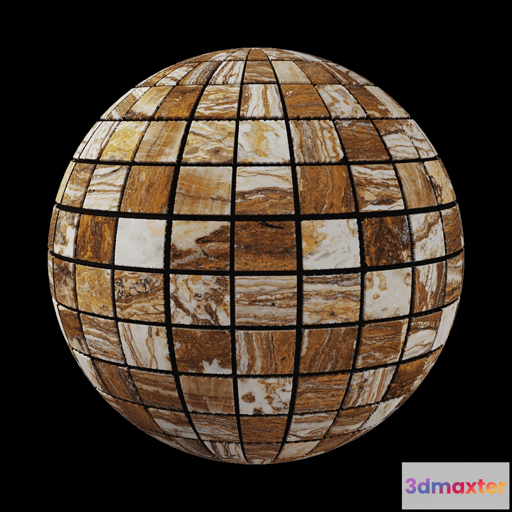 1679042 - Nur Mosaic - Polished zebra travertine mosaic 3D Max