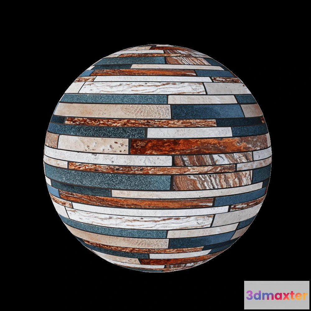 1679058 - Nur Mosaic - Mosaic tiles basalt and travertine mix 3D Max