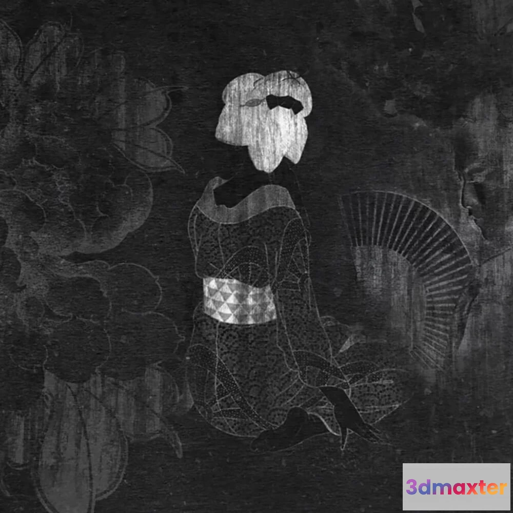 1679468 - Officinarkitettura - Wallpaper Geisha white row 3D Max