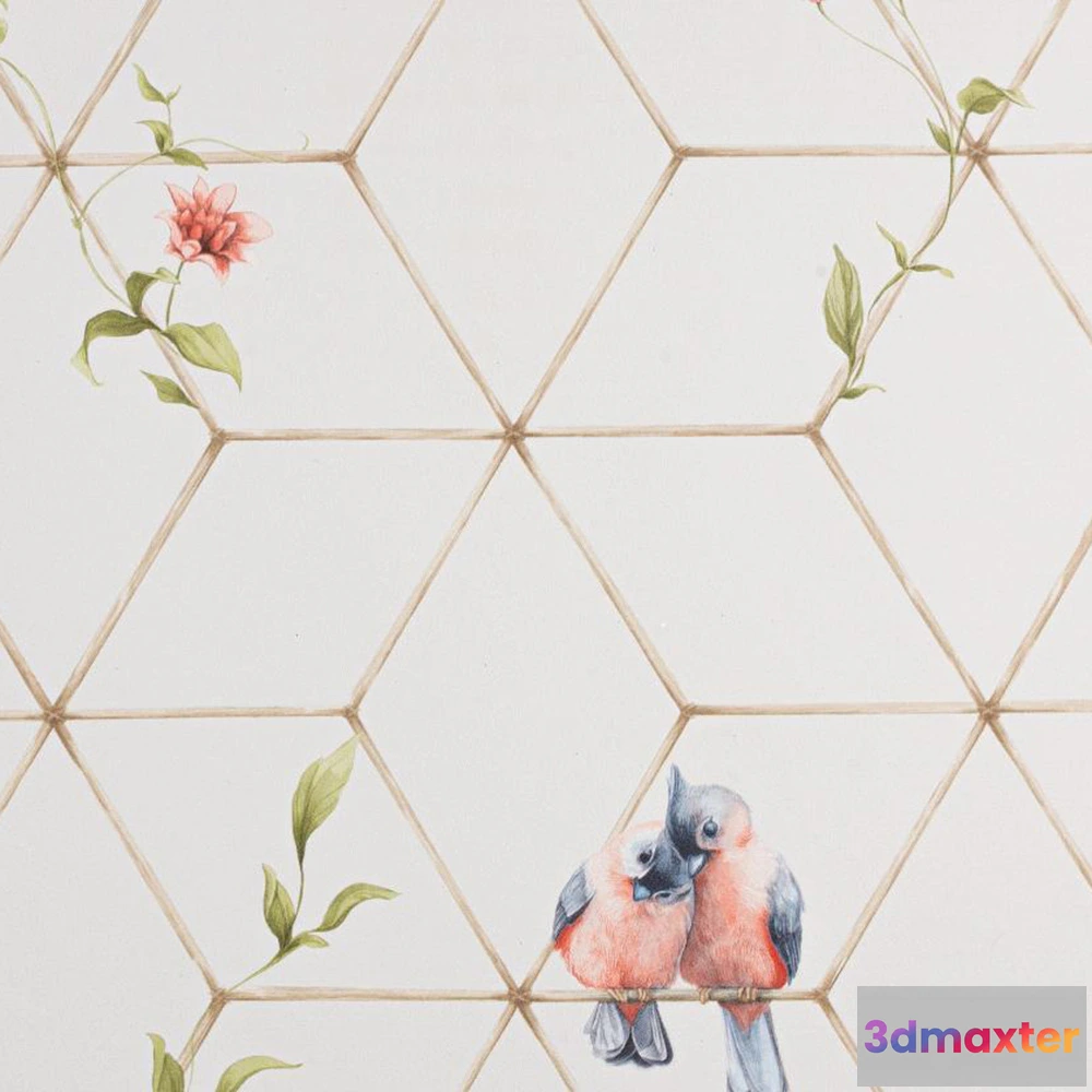 1680486 - PALITRA - Wallpaper Birds Top Velvet 3D Max