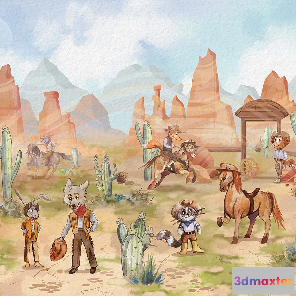 1680514 - Perspektiva - Wallpaper Funny cowboys 3D Max