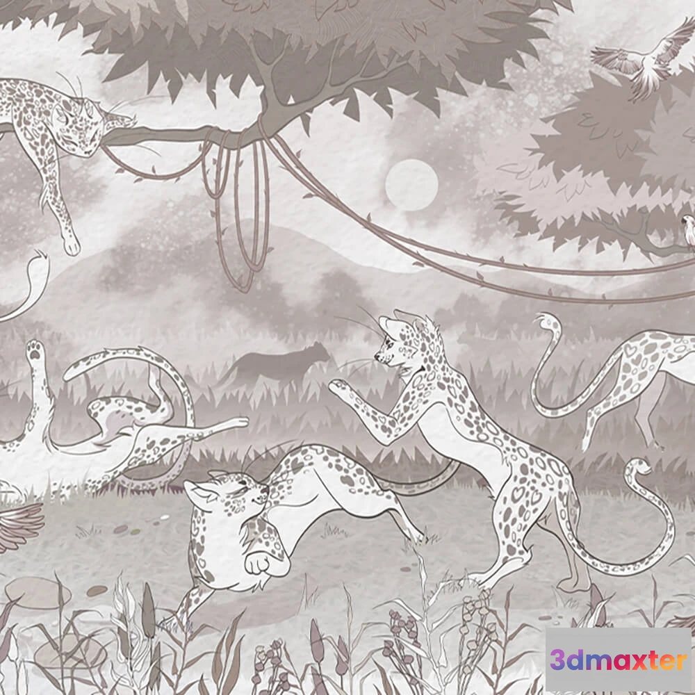 1680540 - Perspektiva - Wallpaper Playful leopards 3D Max