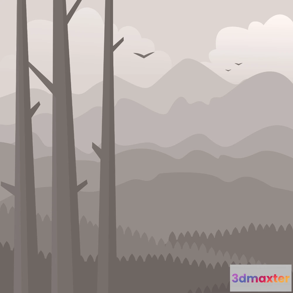 1681460 - ROCK AND WALL - Wallpaper Morning in the mountains 3D Max