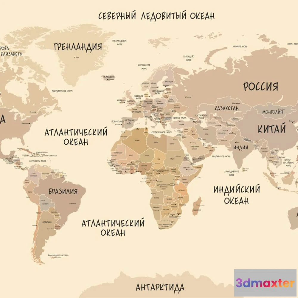 1681486 - ROCK AND WALL - Wallpaper World map with capitals 3D Max