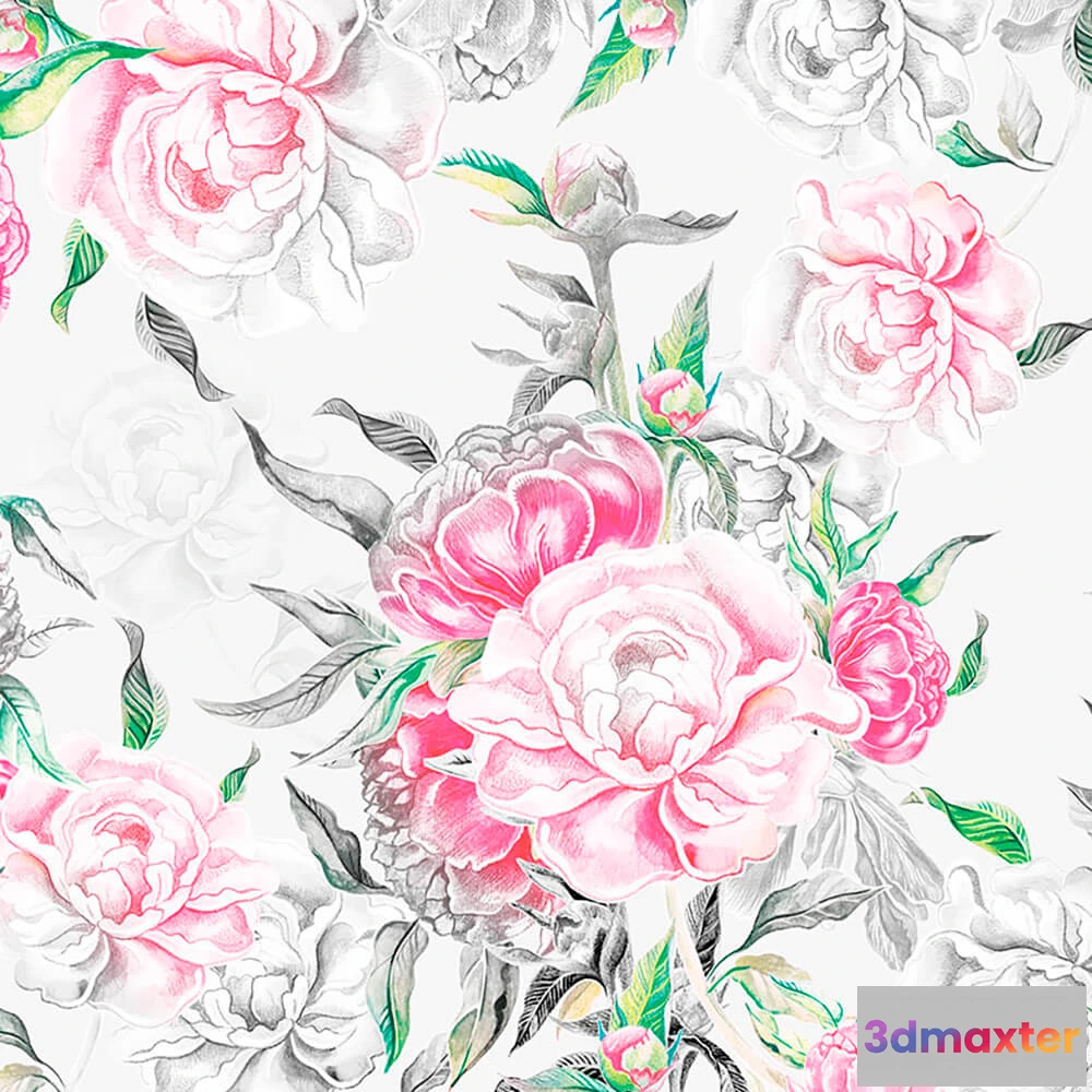 1681512 - ROCK AND WALL - Wallpaper Peony Gardens 3D Max