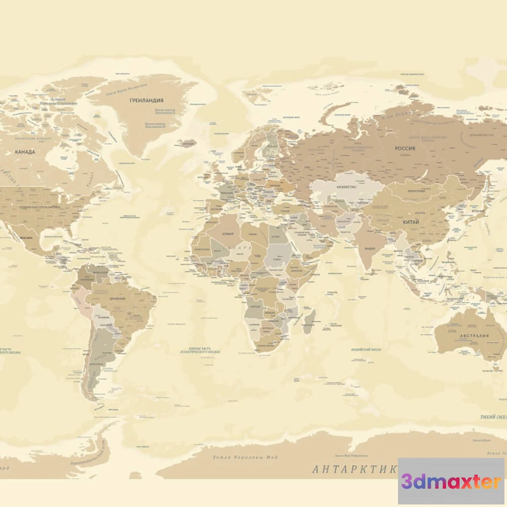 1681572 - ROCK AND WALL - Wallpaper World map detailed 3D Max