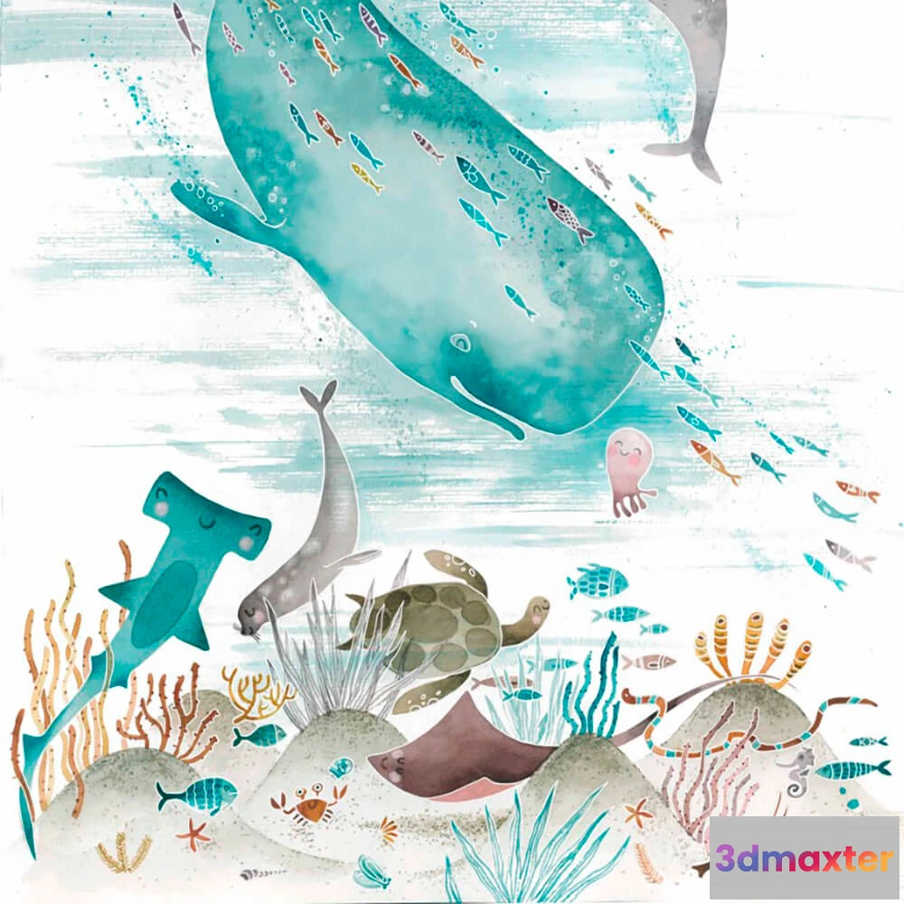 1681592 - ROCK AND WALL - Wallpaper Sea creatures 3D Max