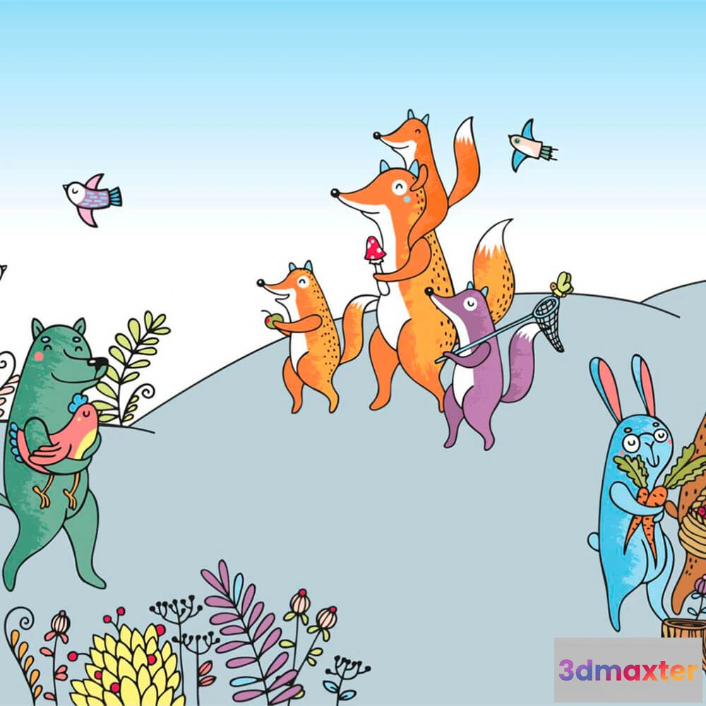 1681606 - ROCK AND WALL - Wallpaper Forest animals 3D Max