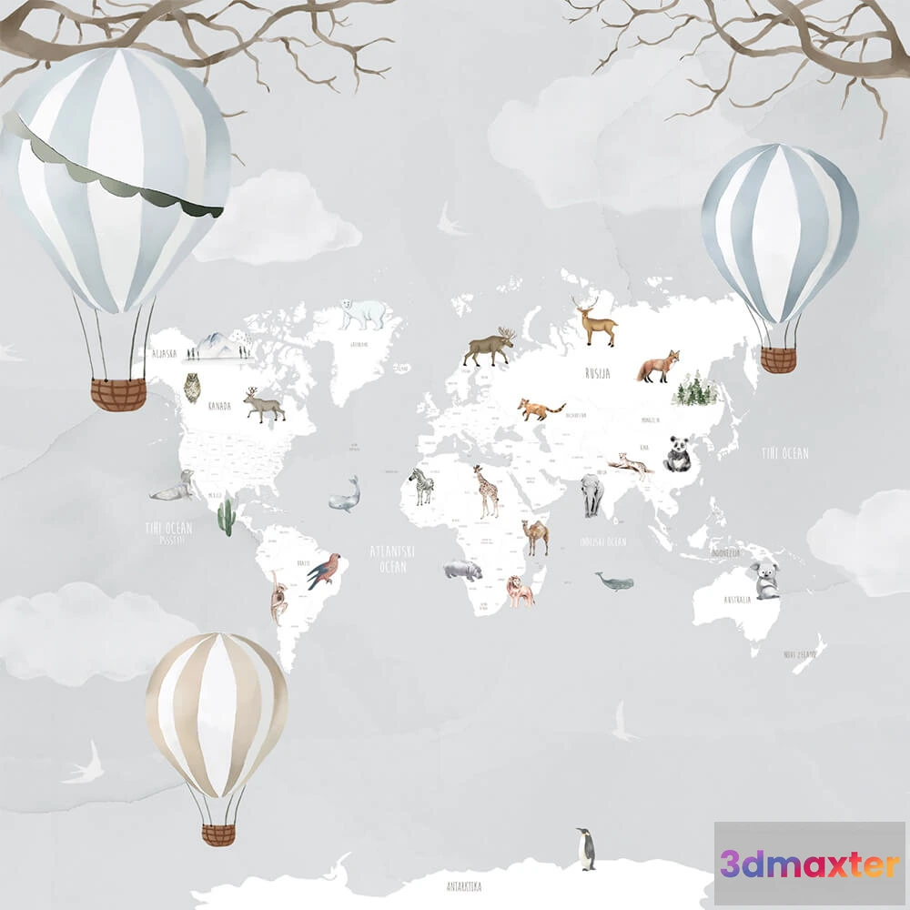 1682064 - Studijo Wallart - Wallpaper World map 3D Max