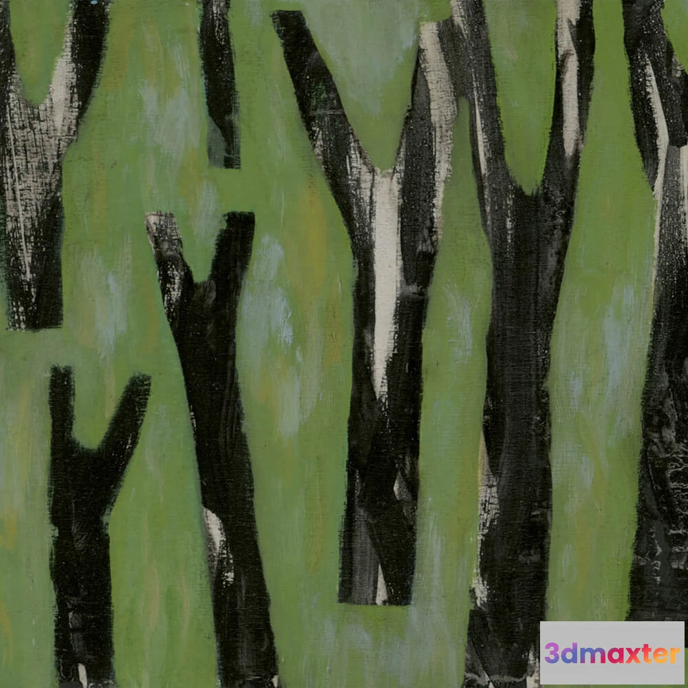 1682456 - Styl’editions - Wallpaper Alberi Neri Su Fondo Verde 3D Max