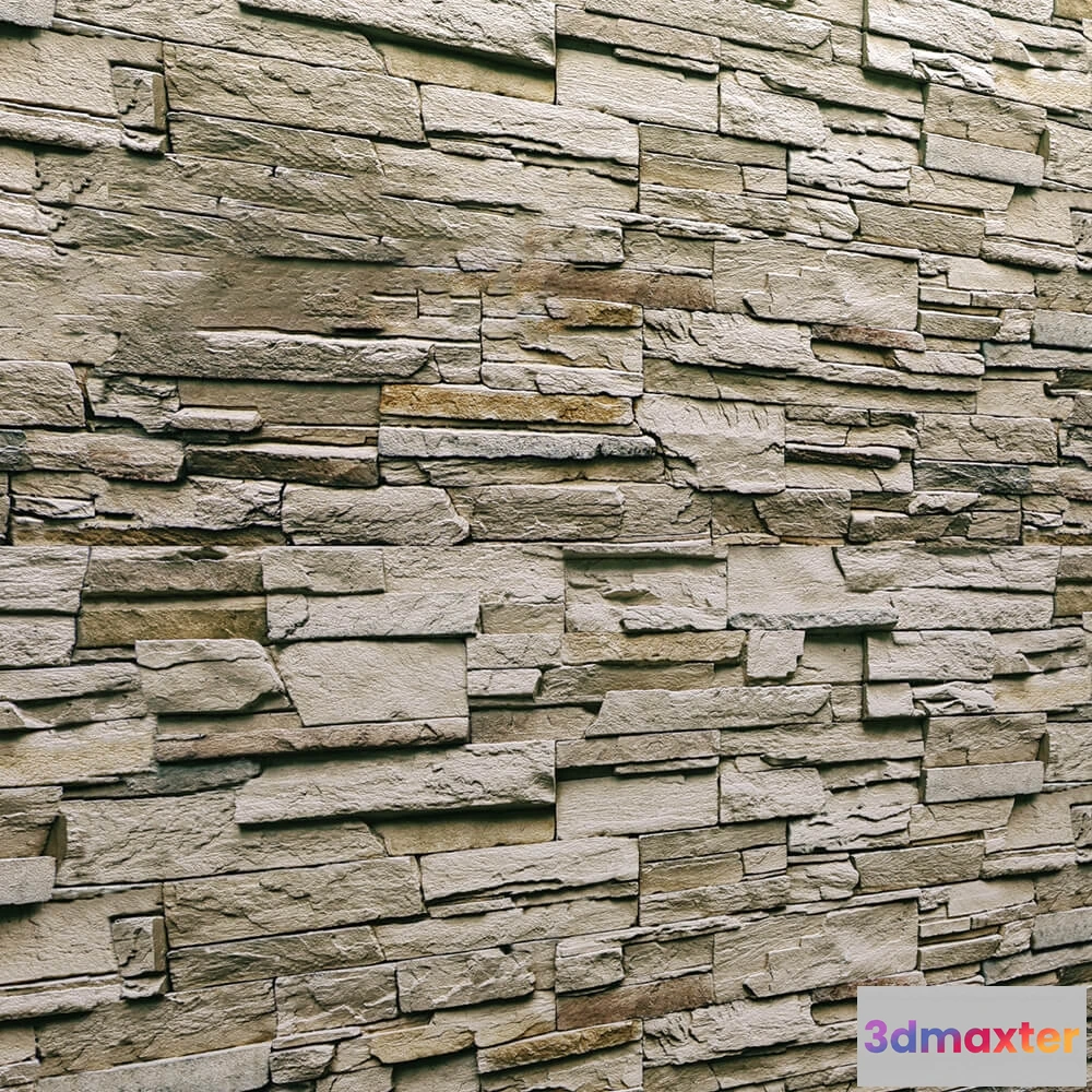 1683394 - textures - Slate paving stone masonry wall 3D Max