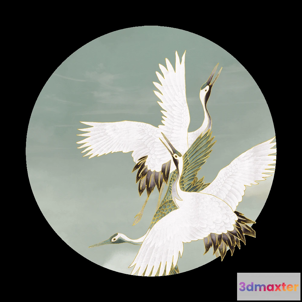 1683732 - Wall Art - Wallpaper Sage Tsuru round 3D Max