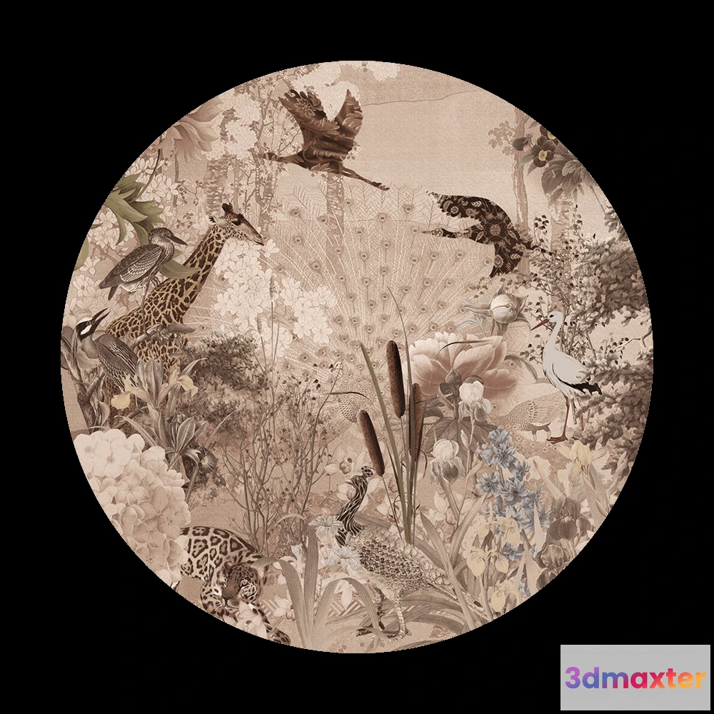 1683734 - Wall Art - Wallpaper Secret Garden round 3D Max