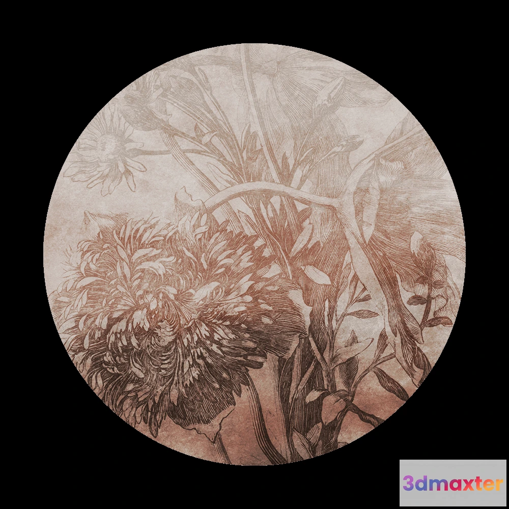1683742 - Wall Art - Wallpaper Rust Ombre Flower round 3D Max