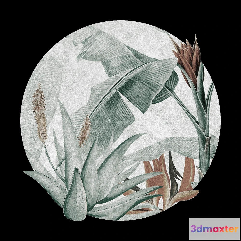 1683766 - Wall Art - Wallpaper Rainforest round 3D Max