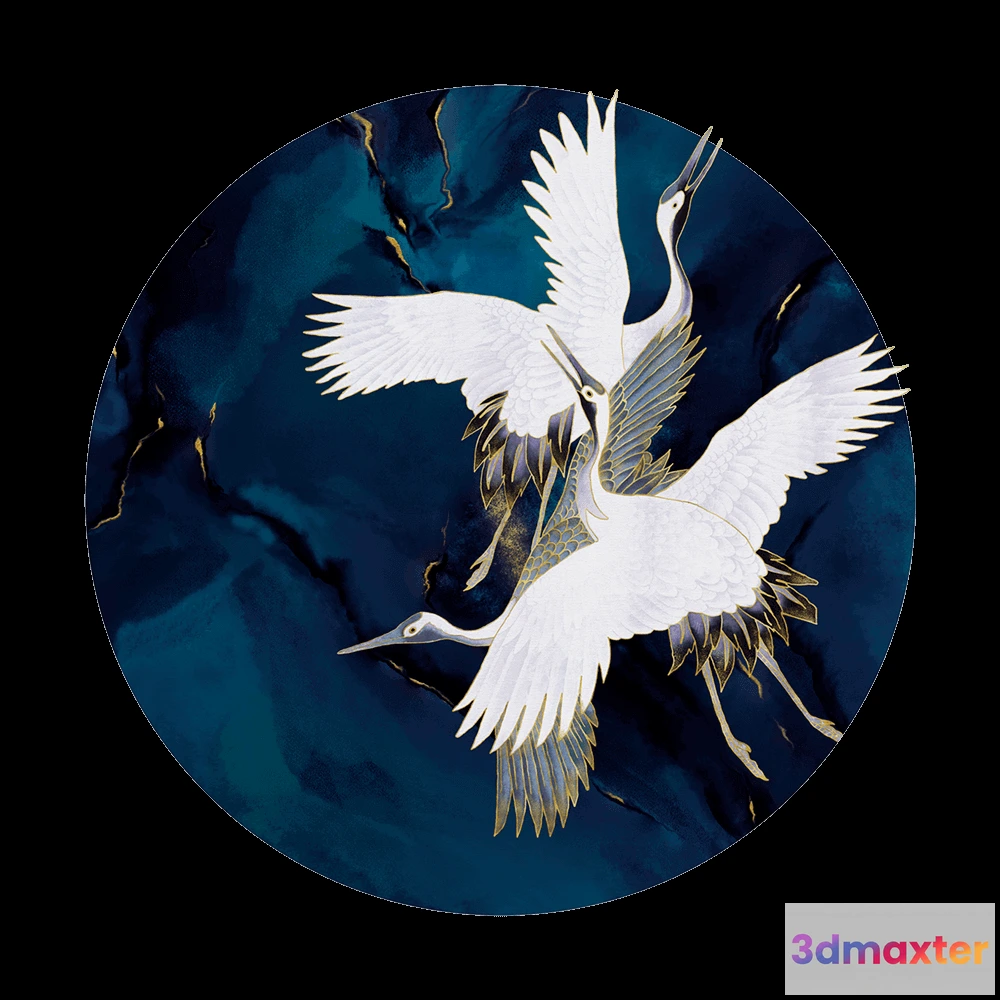 1683778 - Wall Art - Wallpaper Royal Tsuru round 3D Max