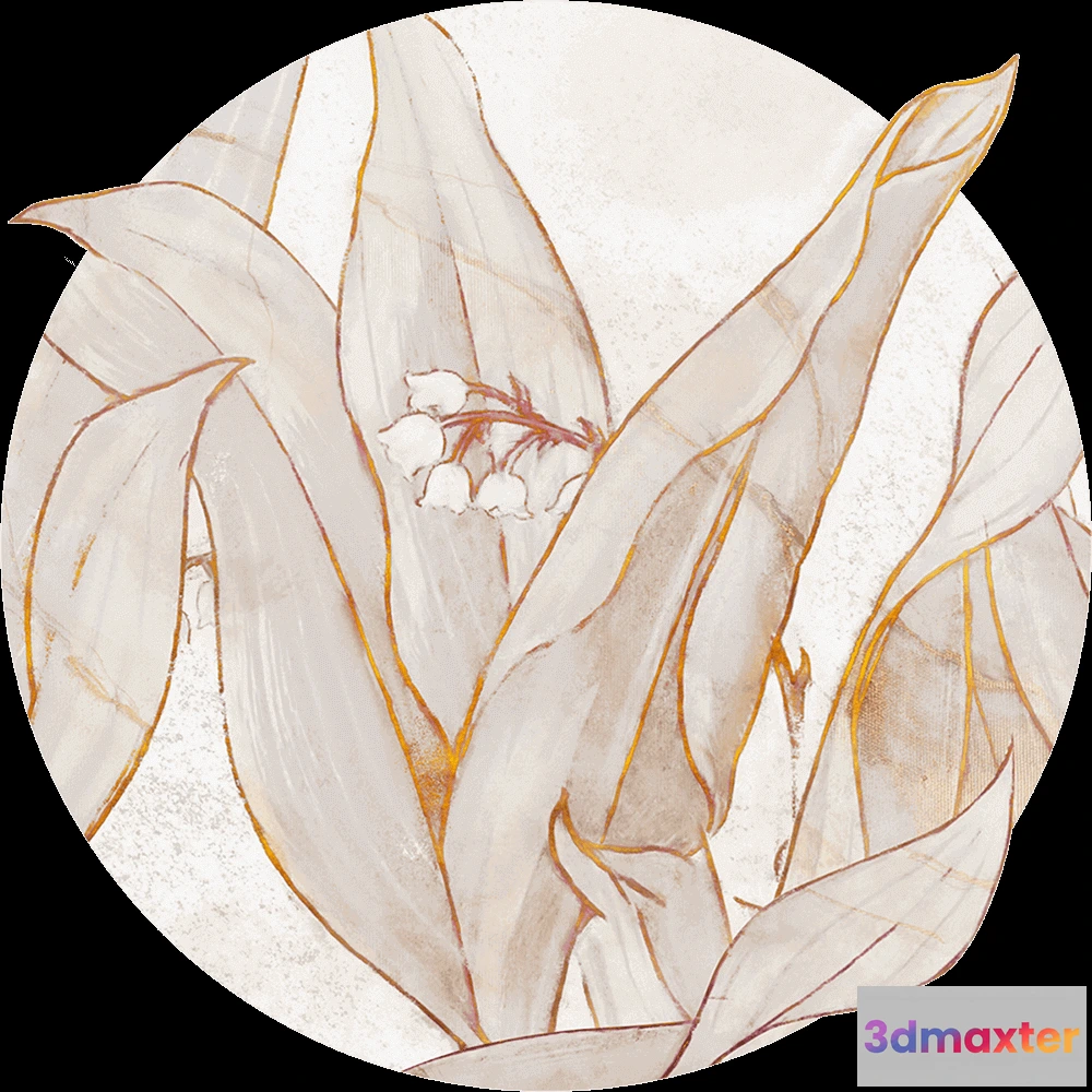 1683790 - Wall Art - Wallpaper Lirio round 3D Max