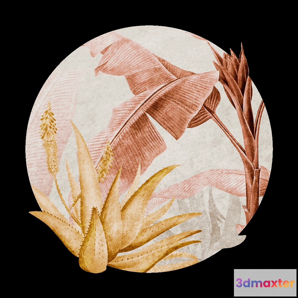 1683796 - Wall Art - Wallpaper Rainforest Rust round 3D Max