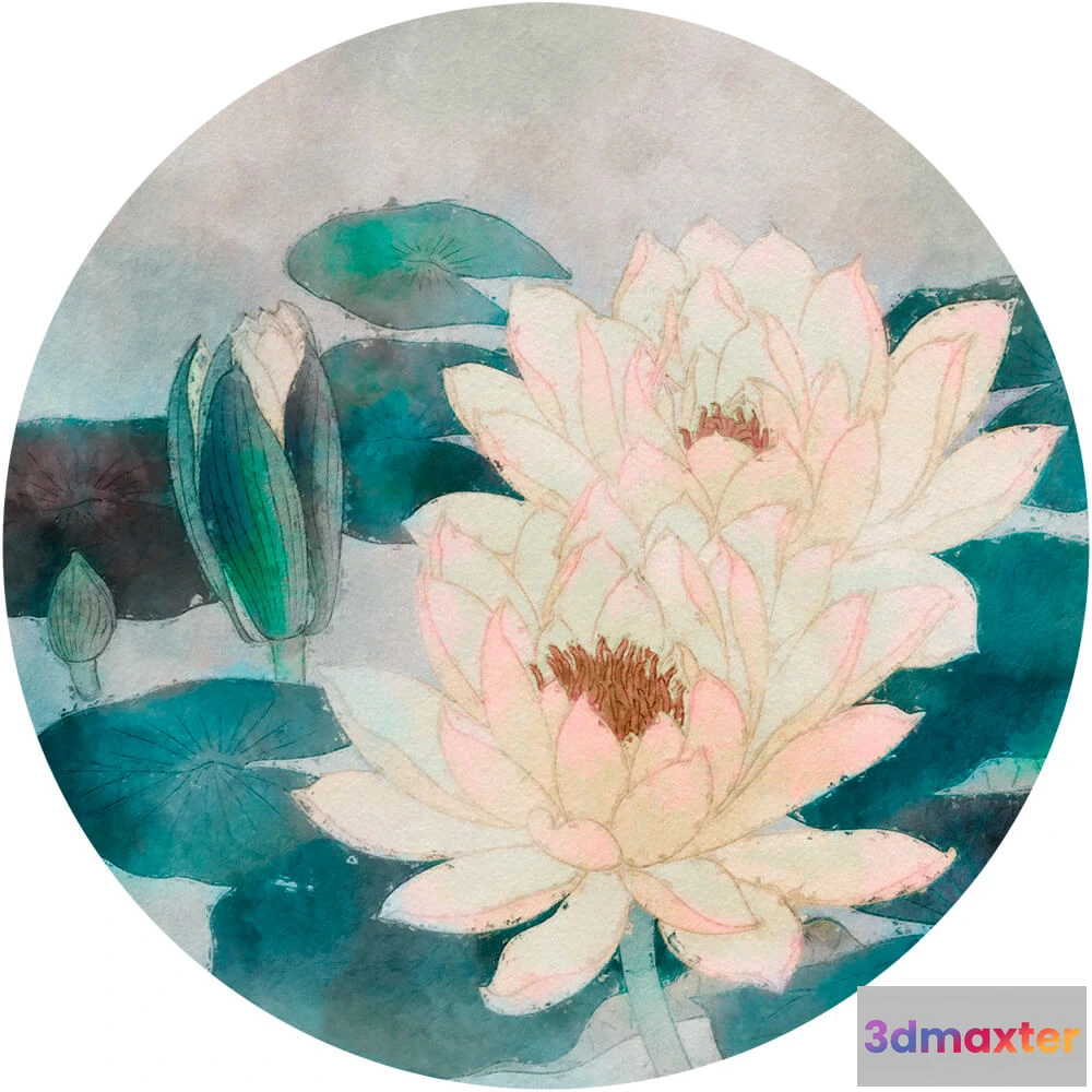 1683812 - Wall Art - Wallpaper Ophelia round 3D Max