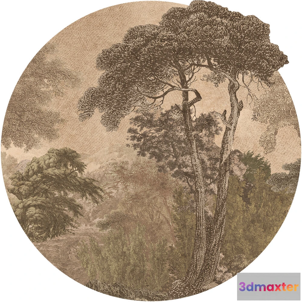 1683865 - Wall Art - Wallpaper Hood Light round 3D Max